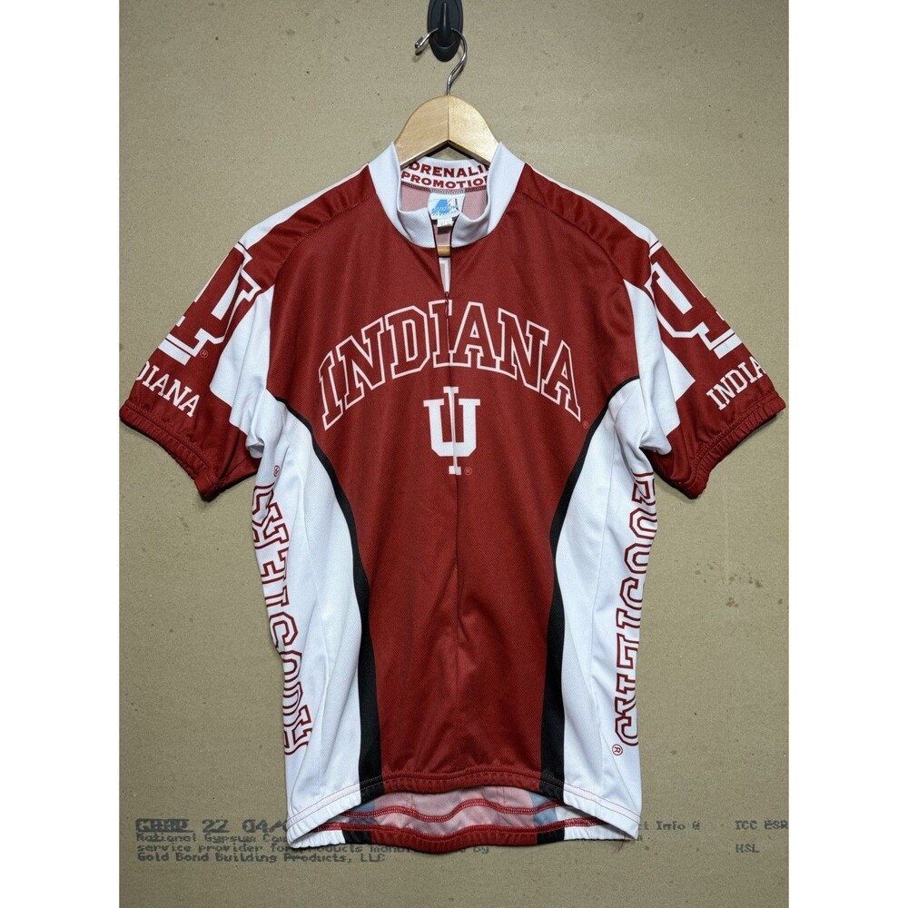 Indiana Hoosiers Short Sleeve Cycling Jersey Mens Medium Cream Crimson 3/4 zip
